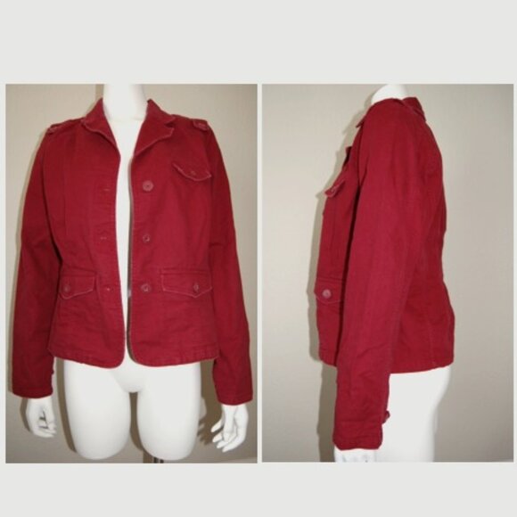 Old Navy Red Denim Blazer, Women Size L (39" Bust) - Picture 2 of 11